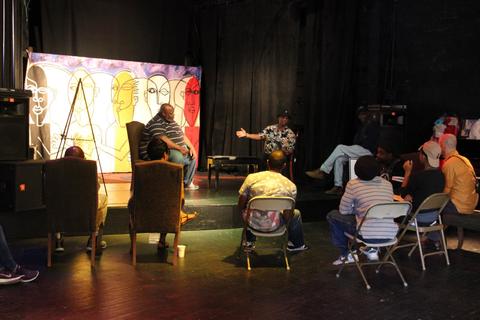 The cast rehearses during Theatre of the Oppressed NYC residency (2016)